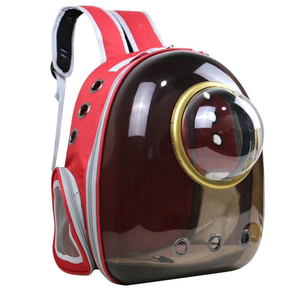 Oxford Cloth Transparent Cat Carrier Handheld Backpack Pet Bag with 9 Vent Holes and Ergonomic Shoulder Straps