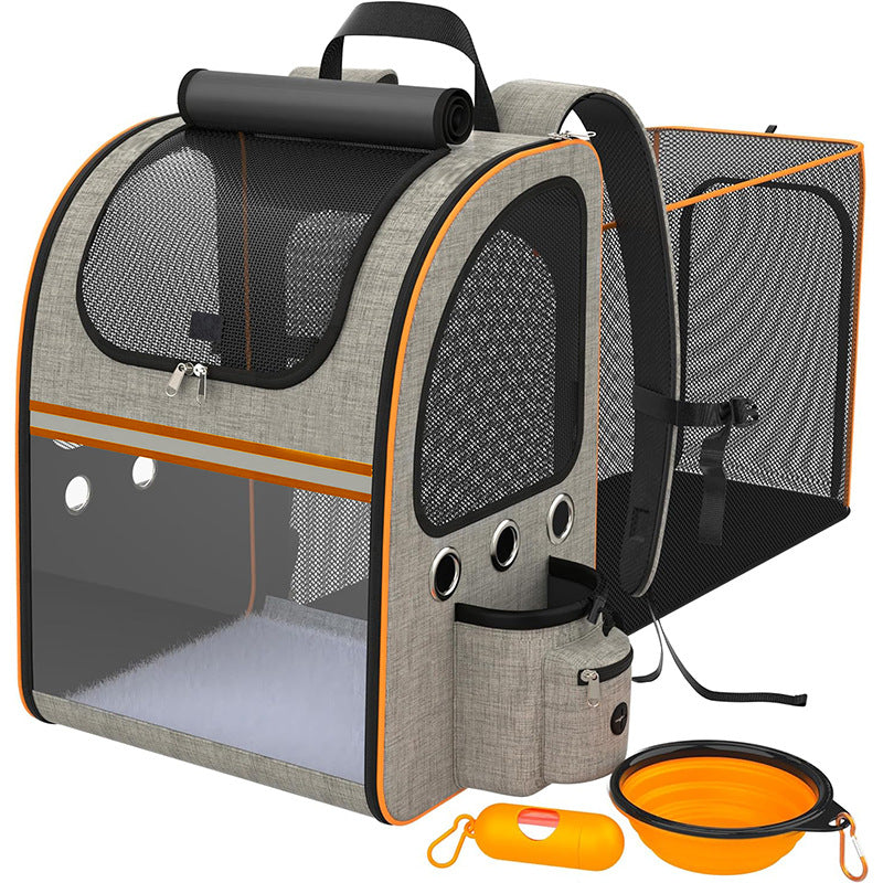 FULED Portable Expandable Pet Backpack Carrier with Breathable Mesh Window for Cat Dog