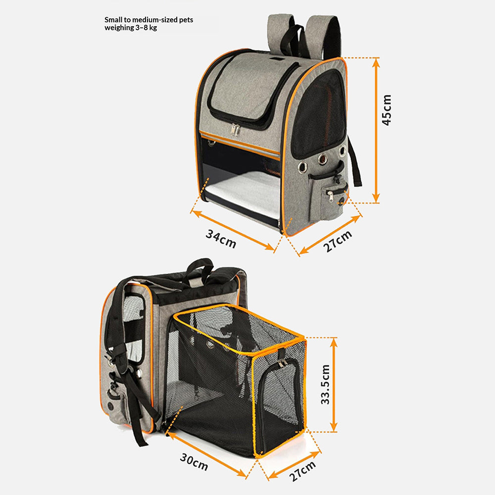 FULED Portable Expandable Pet Backpack Carrier with Breathable Mesh Window for Cat Dog