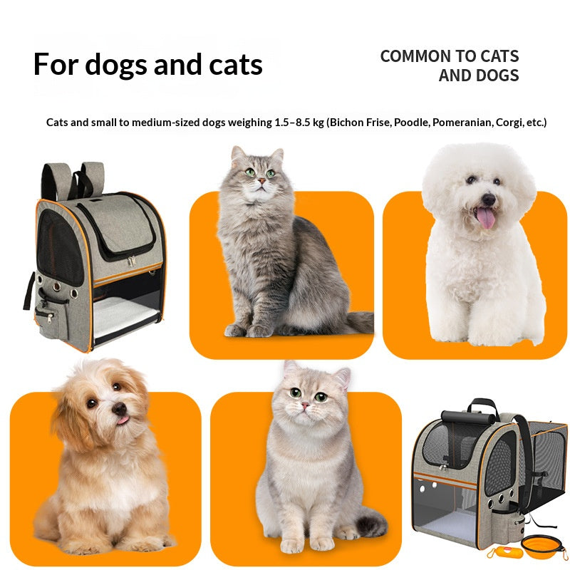 FULED Portable Expandable Pet Backpack Carrier with Breathable Mesh Window for Cat Dog