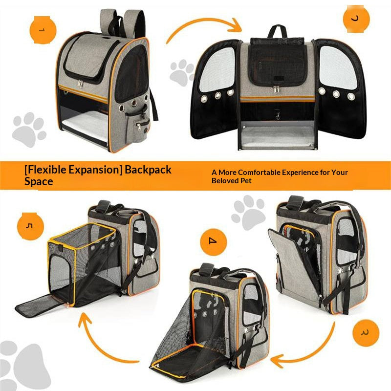FULED Portable Expandable Pet Backpack Carrier with Breathable Mesh Window for Cat Dog