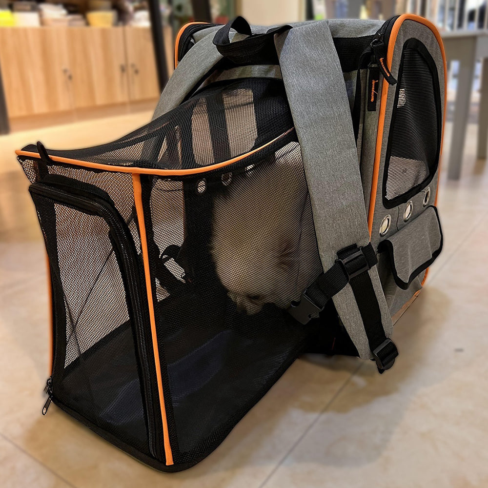 FULED Portable Expandable Pet Backpack Carrier with Breathable Mesh Window for Cat Dog
