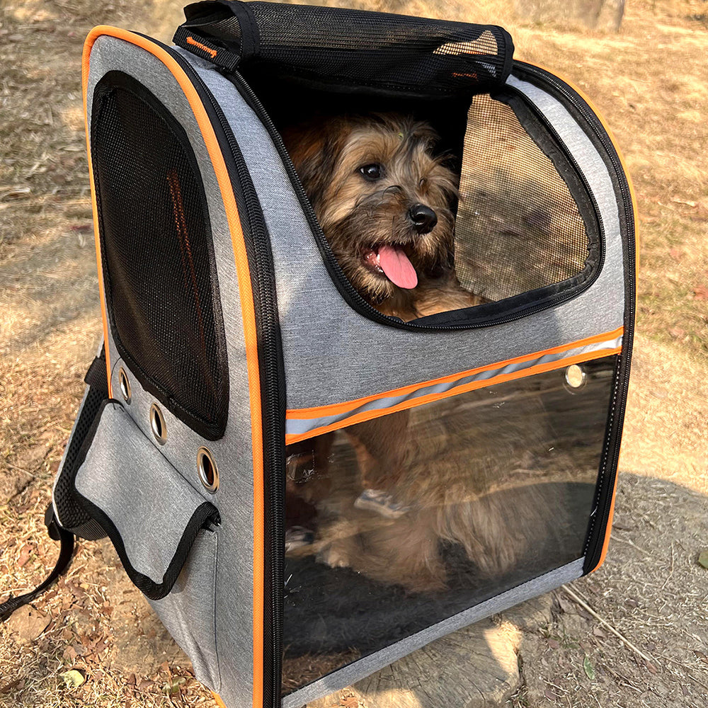 FULED Portable Expandable Pet Backpack Carrier with Breathable Mesh Window for Cat Dog
