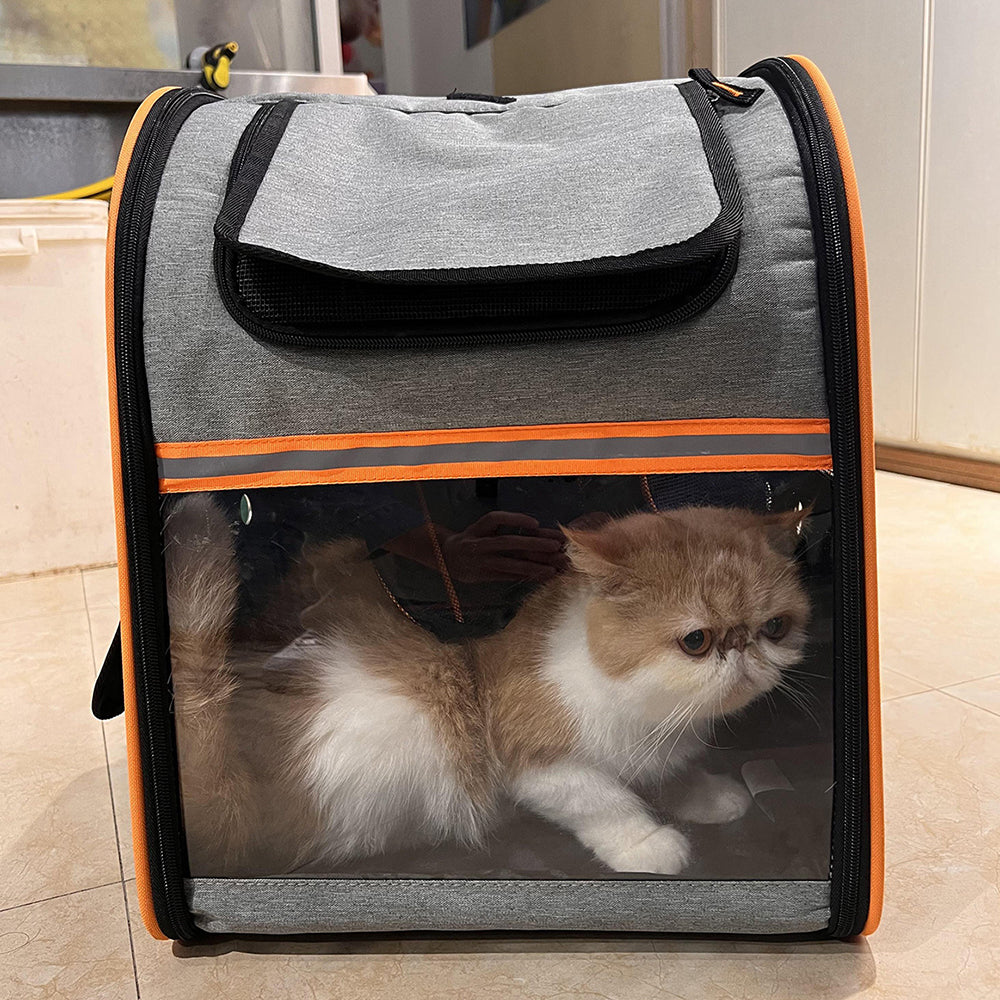 FULED Portable Expandable Pet Backpack Carrier with Breathable Mesh Window for Cat Dog
