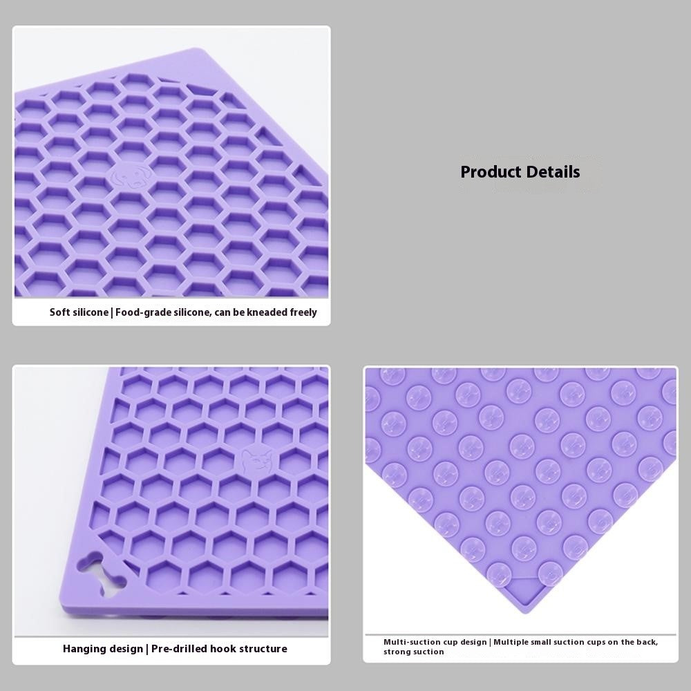 Pet Lick Mat Honeycomb Pattern Slow Feeder Anti-Choke Suction Cup Licking Pad for Dogs / Cats