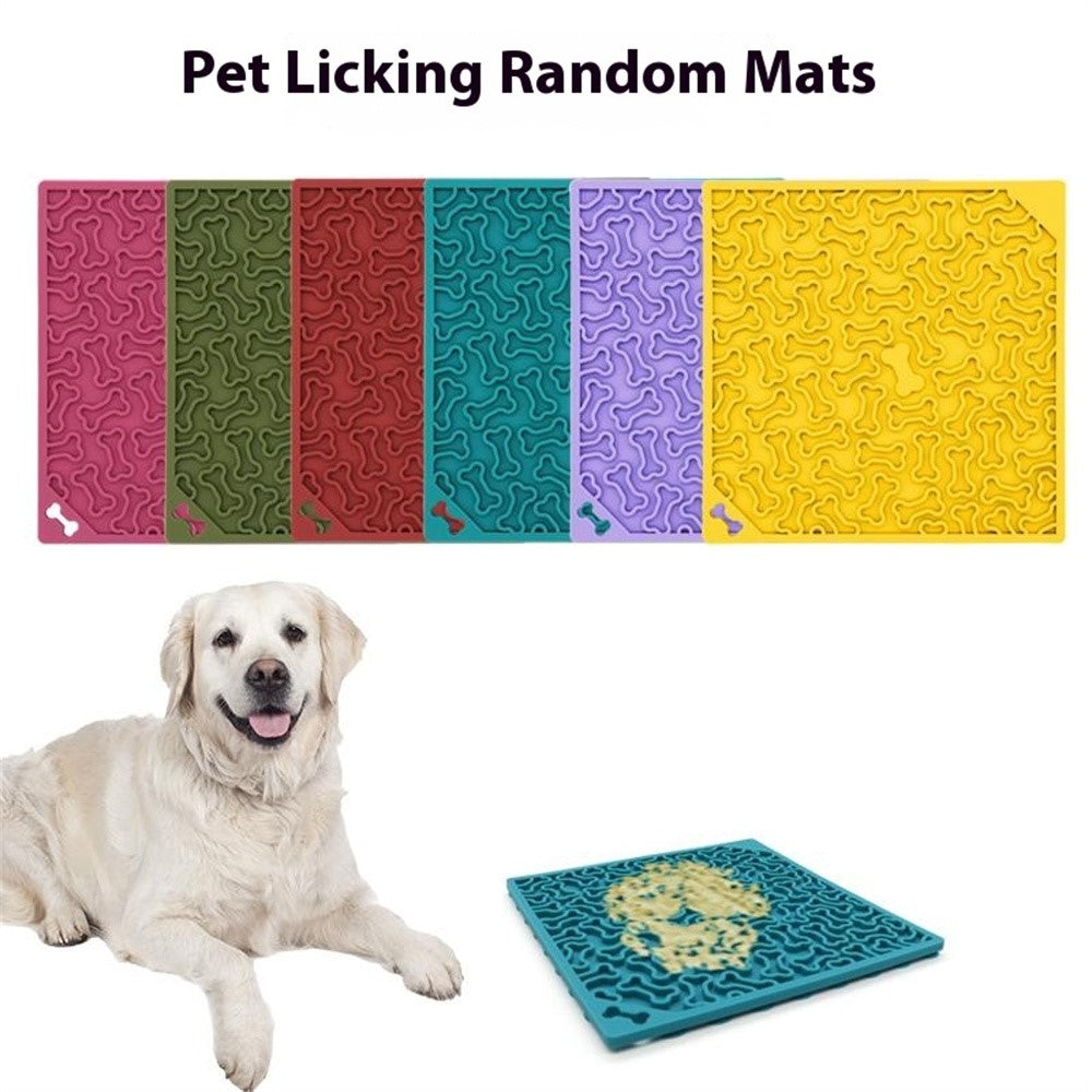Pet Bone Shaped Lick Mat Slow Feeder Anti-Choke Suction Cup Licking Pad for Dogs / Cats
