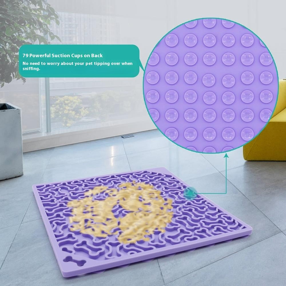 Pet Bone Shaped Lick Mat Slow Feeder Anti-Choke Suction Cup Licking Pad for Dogs / Cats