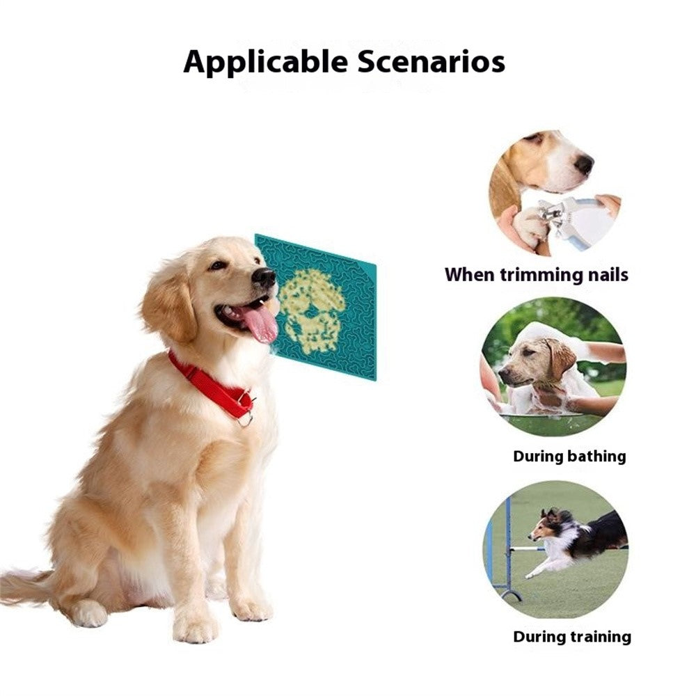 Pet Bone Shaped Lick Mat Slow Feeder Anti-Choke Suction Cup Licking Pad for Dogs / Cats