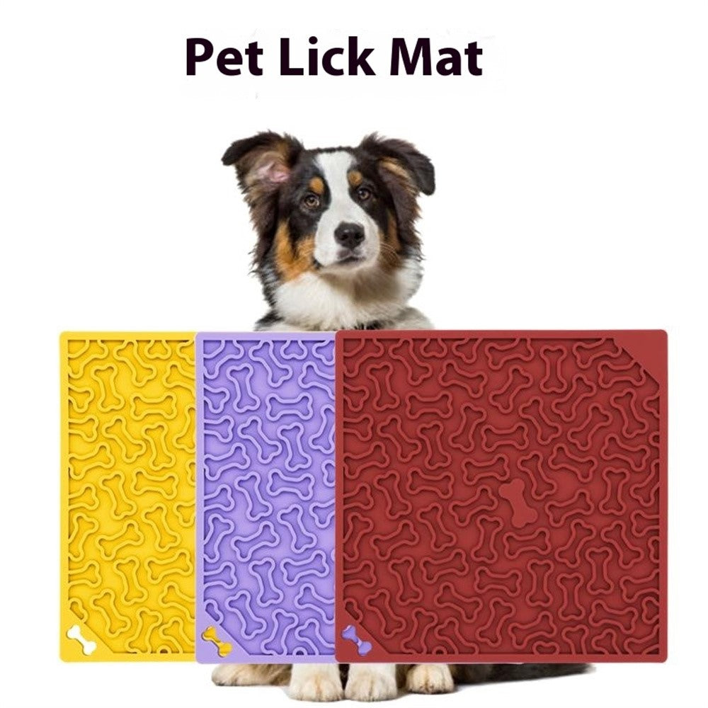 Pet Bone Shaped Lick Mat Slow Feeder Anti-Choke Suction Cup Licking Pad for Dogs / Cats