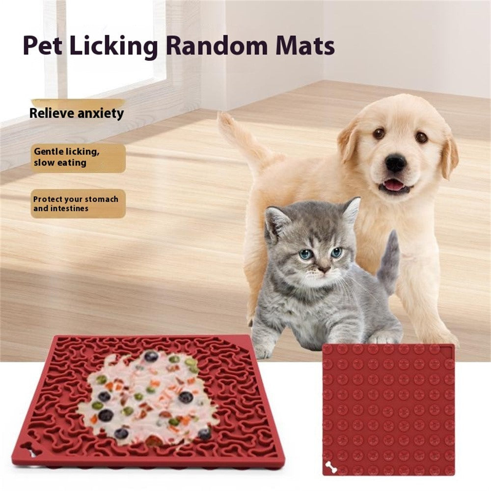 Pet Bone Shaped Lick Mat Slow Feeder Anti-Choke Suction Cup Licking Pad for Dogs / Cats