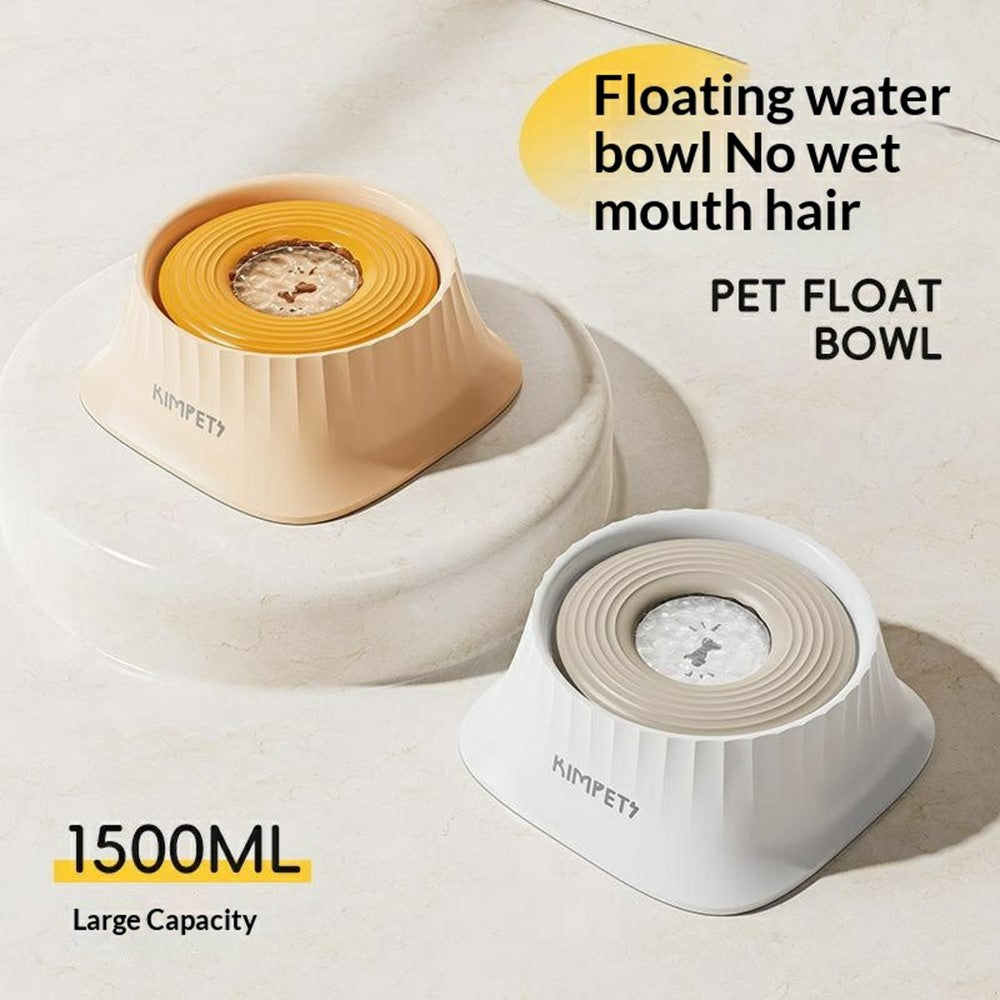 KIMPETS Pet Floating Water Bowl 1500ml Splashproof No Wet Mouth Cat Dog Feeder