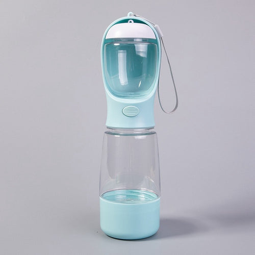 3 in 1 Pet Travel Water Bottle with Food Storage and Poop Bag Dispenser Leak-Proof Dog Cat Water Cup (BPA Free, No FDA)