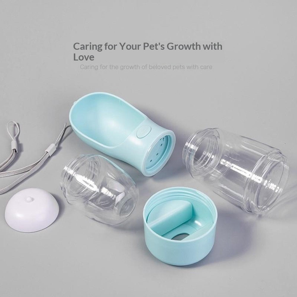 3 in 1 Pet Travel Water Bottle with Food Storage and Poop Bag Dispenser Leak-Proof Dog Cat Water Cup (BPA Free, No FDA)