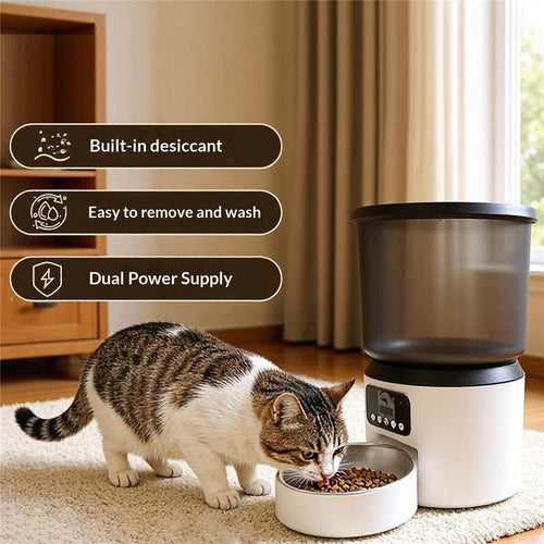 4L Automatic Pet Feeder Large Capacity Smart Cat Dog Feeder with Button Control, EU Plug (BPA Free, No FDA)