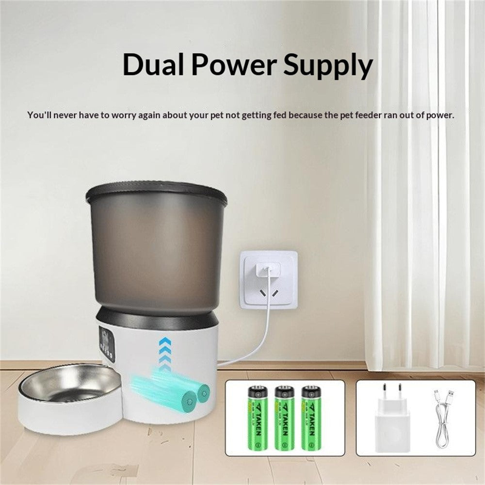 4L Automatic Pet Feeder Large Capacity Smart Cat Dog Feeder with Button Control, EU Plug (BPA Free, No FDA)