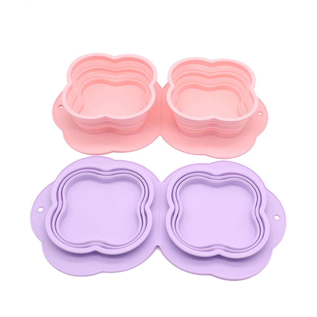 2 in 1 Silicone Collapsible Double Pet Bowl Water and Food Feeder for Travel Outdoor (BPA Free, No FDA)