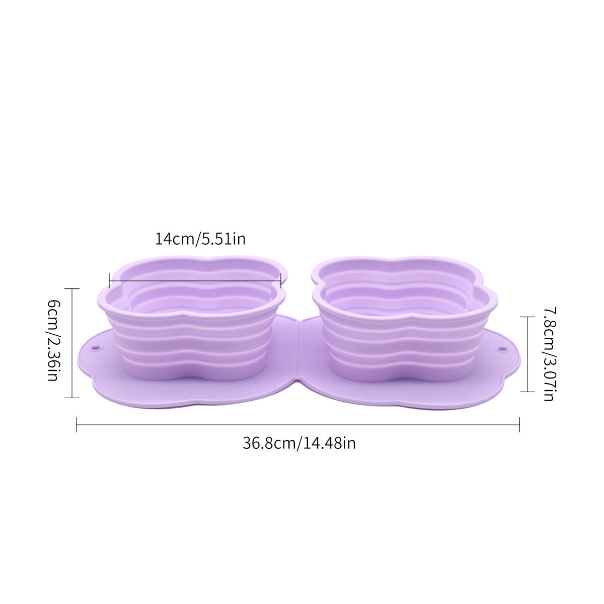 2 in 1 Silicone Collapsible Double Pet Bowl Water and Food Feeder for Travel Outdoor (BPA Free, No FDA)