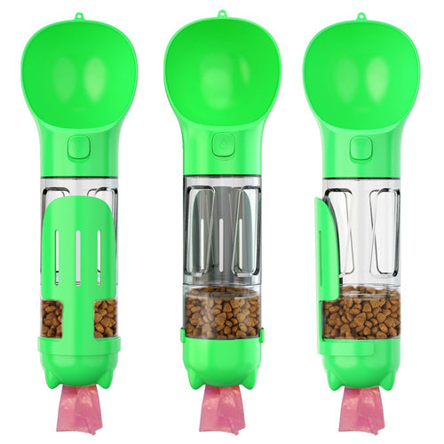 3-in-1 Dog Travel Set – 300ml Water Bottle, Food Box & Poop Bag Dispenser, BPA-Free