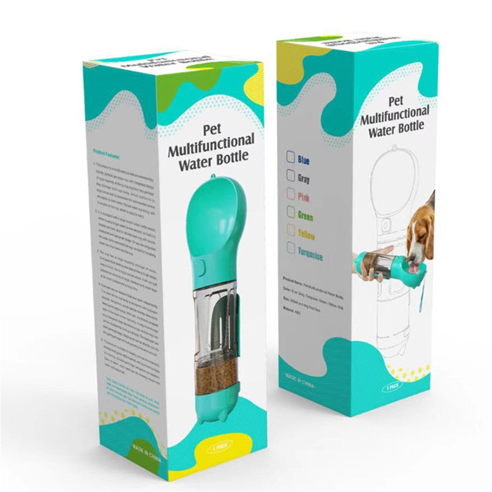Portable Dog Water Bottle Pet Puppy Doggie Food Storage Box Gift (BPA-Free, FDA Certified, No Certification), with 300ML Water Bottle Gift+Poop Bag Dispenser+Food Storage Box Gift