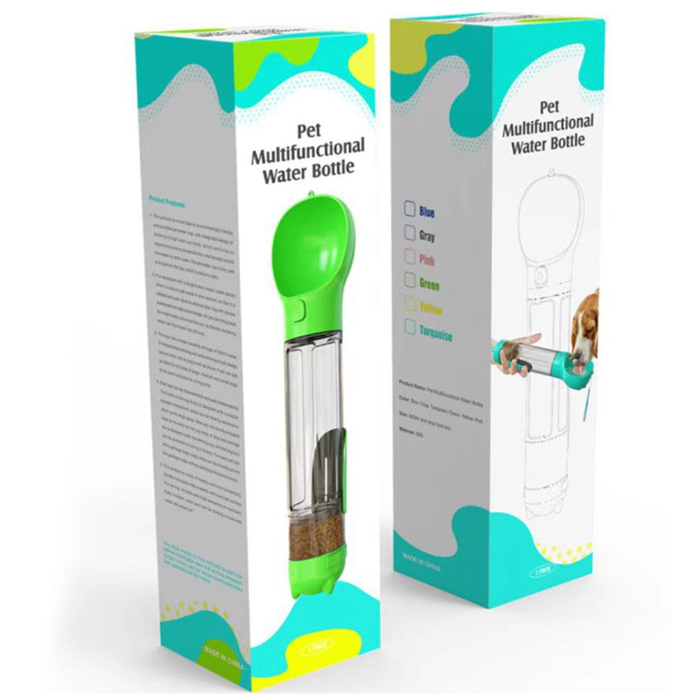 Multifunction Pet Dog Food Storage Box Water Bottle Gift (BPA-Free, FDA Certified, No Certification), with Poop Bag Dispenser+500ML Water Bottle Gift+Food Storage Box Gift