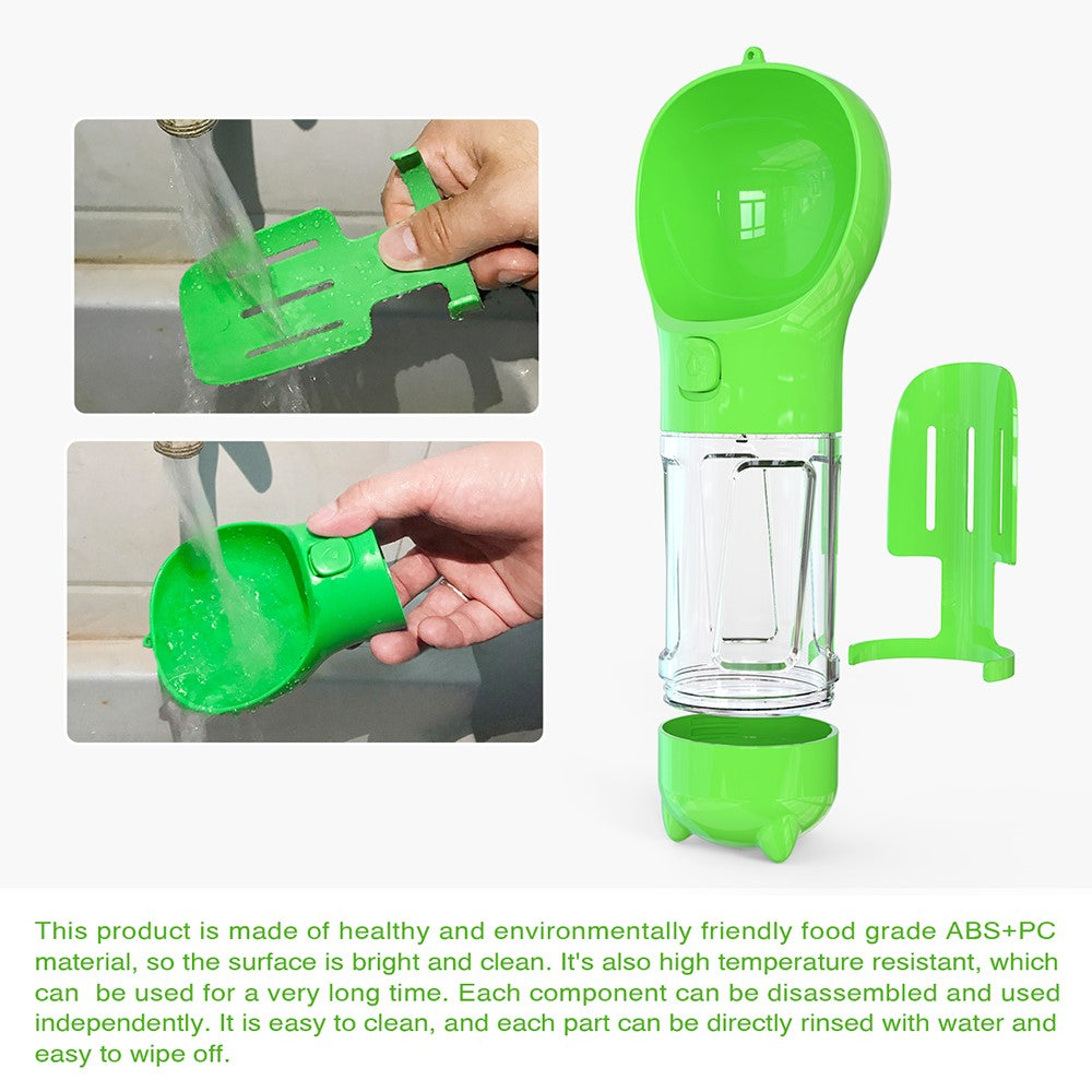 SH-01 Multifunction 300ML Dog Travel Water Bottle Gift with Poop Dispenser Perfect for Walking, Hiking, On The Go and Car Rides Pets Drinking (BPA-Free, CE / CPC / FDA / ROHS Certified)