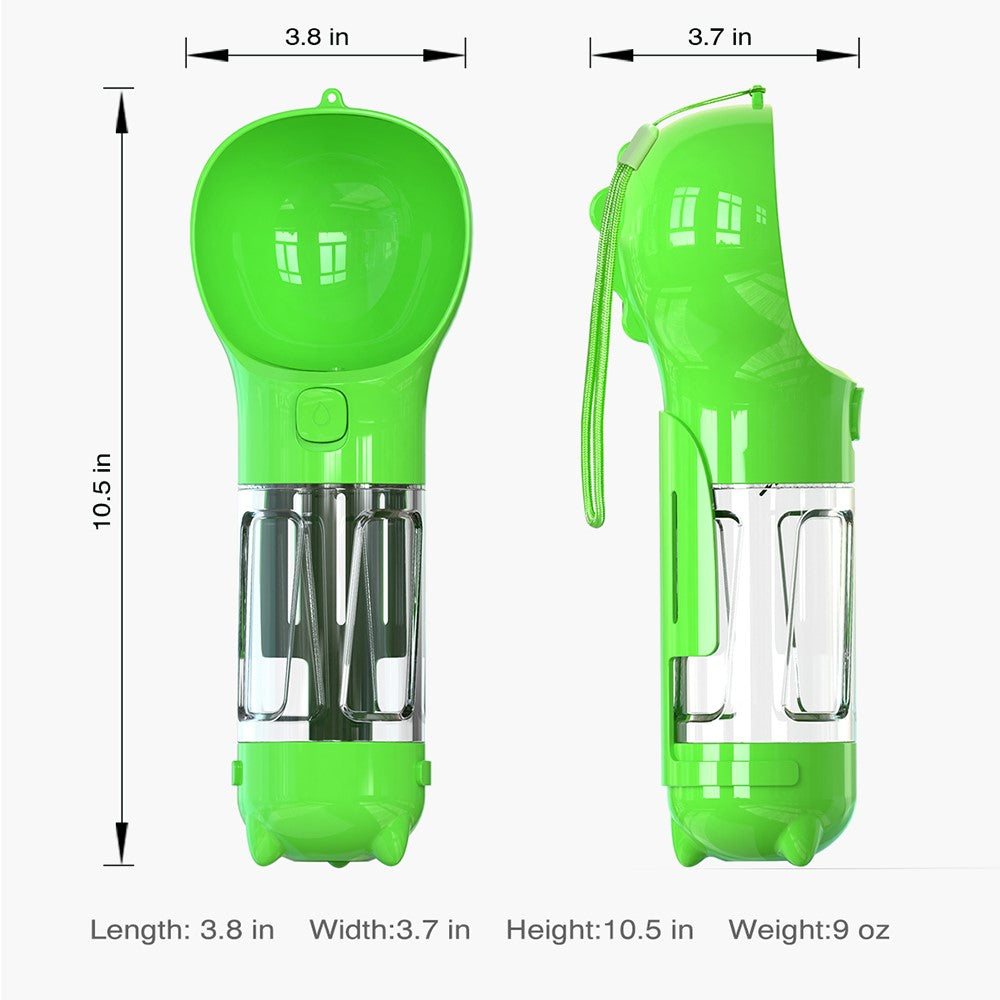 SH-01 Multifunction 300ML Dog Travel Water Bottle Gift with Poop Dispenser Perfect for Walking, Hiking, On The Go and Car Rides Pets Drinking (BPA-Free, CE / CPC / FDA / ROHS Certified)