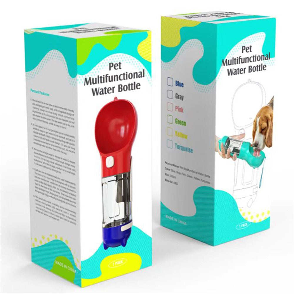 SH-01 Multifunction 300ML Dog Travel Water Bottle Gift with Poop Dispenser Perfect for Walking, Hiking, On The Go and Car Rides Pets Drinking (BPA-Free, CE / CPC / FDA / ROHS Certified)