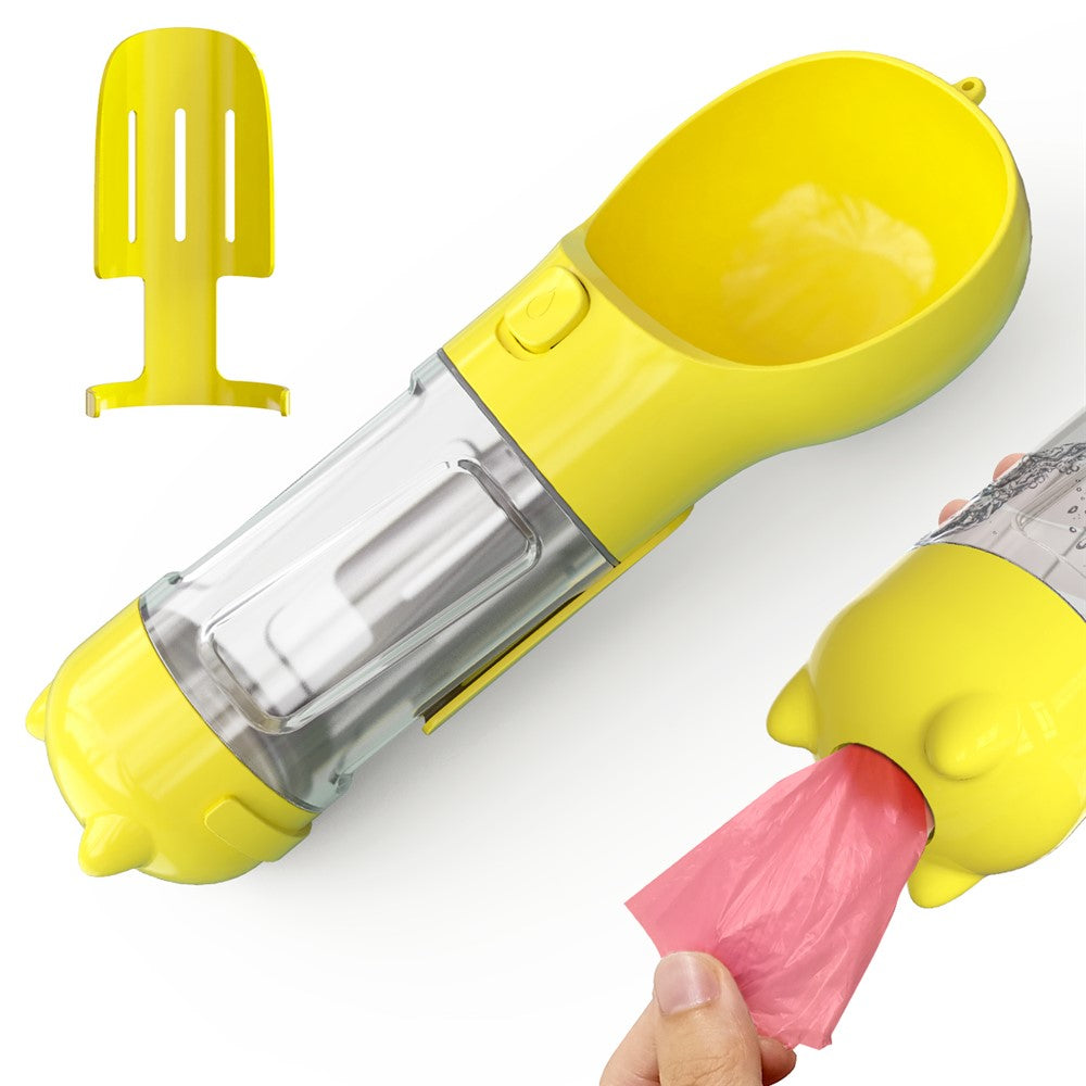 SH-01 Multifunction 300ML Dog Travel Water Bottle Gift with Poop Dispenser Perfect for Walking, Hiking, On The Go and Car Rides Pets Drinking (BPA-Free, CE / CPC / FDA / ROHS Certified)