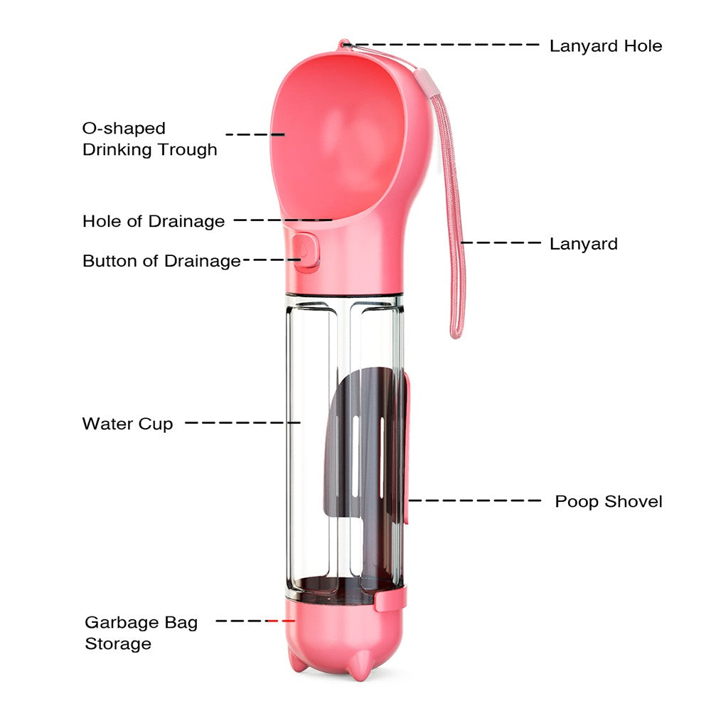 SH-01 Multifunction Pet Dog 500ML Water Bottle Gift with Poop Bag Dispenser (BPA-Free, FDA Certified, No Certification)