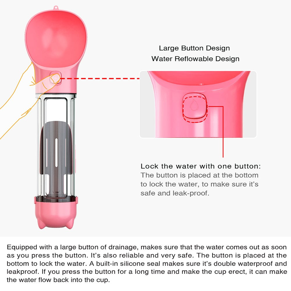 SH-01 Multifunction Pet Dog 500ML Water Bottle Gift with Poop Bag Dispenser (BPA-Free, FDA Certified, No Certification)