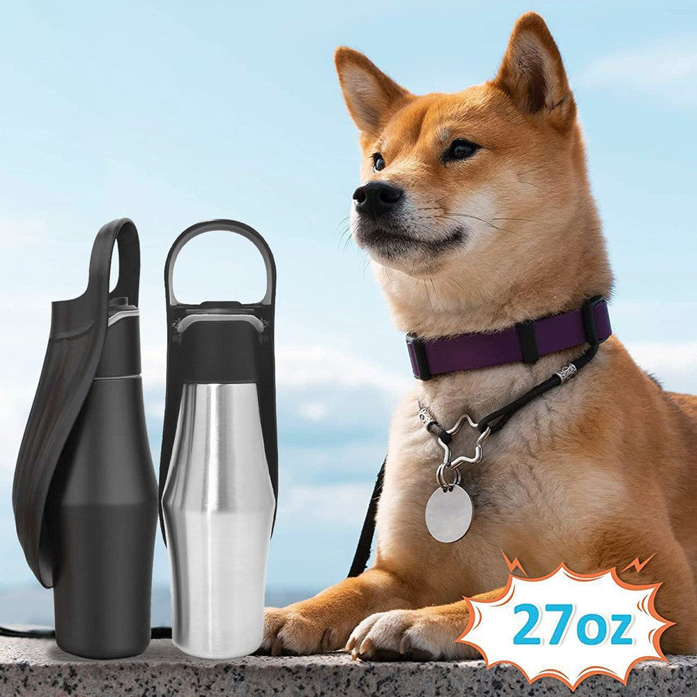 Pet Dog Outdoor Water Bottle Travel Stainless Steel Water Cup Portable Drinking Kettle ST (BPA Free, No Certificate)