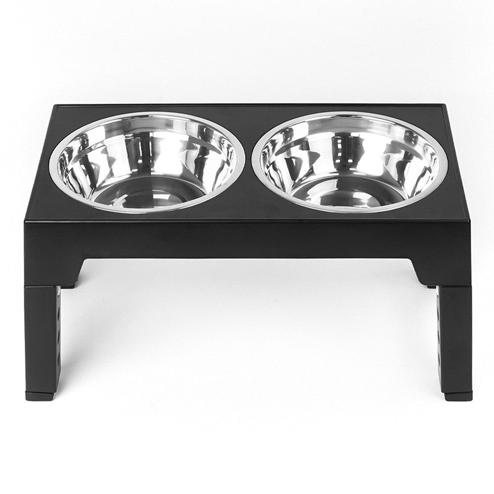 Pet Dog Puppy Bowl Raised 4 Adjustable Heights Stainless Steel Bowl + ABS Rack Holder Stand (BPA-Free, No Certified)