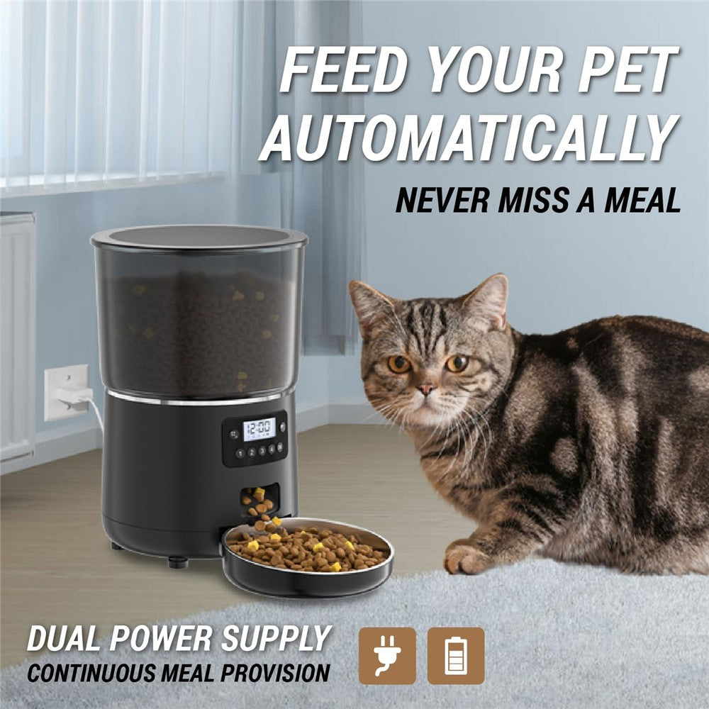 PFF040 4L Pet Feeder Programmable Automatic Food Dispenser for Cats / Dogs with Button Control , EU Plug (BPA Free, No FDA)
