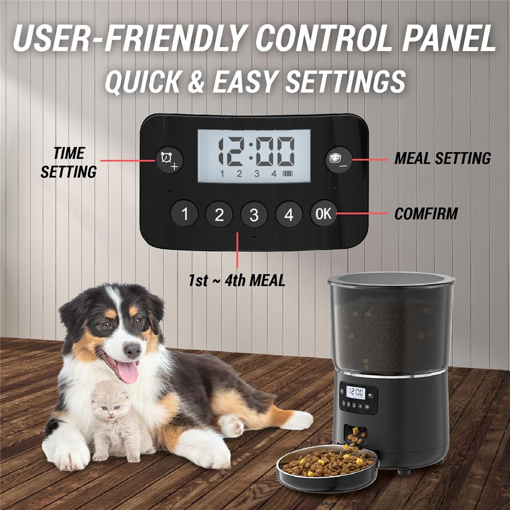 PFF040 4L Pet Feeder Programmable Automatic Food Dispenser for Cats / Dogs with Button Control , EU Plug (BPA Free, No FDA)