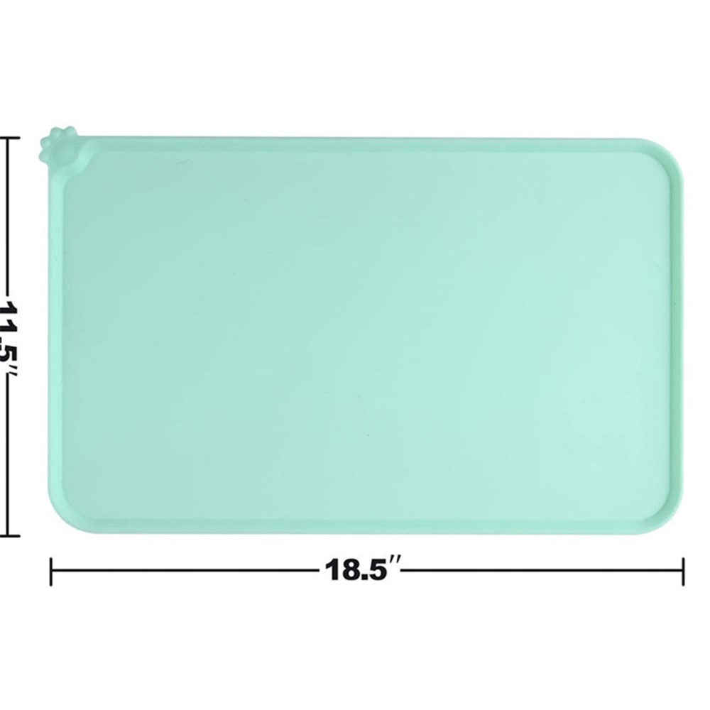Anti-slip Silicone Pet Food Mat Dog Cat Feeding Bowl Waterproof Placemat, 18.5" x 11.8"