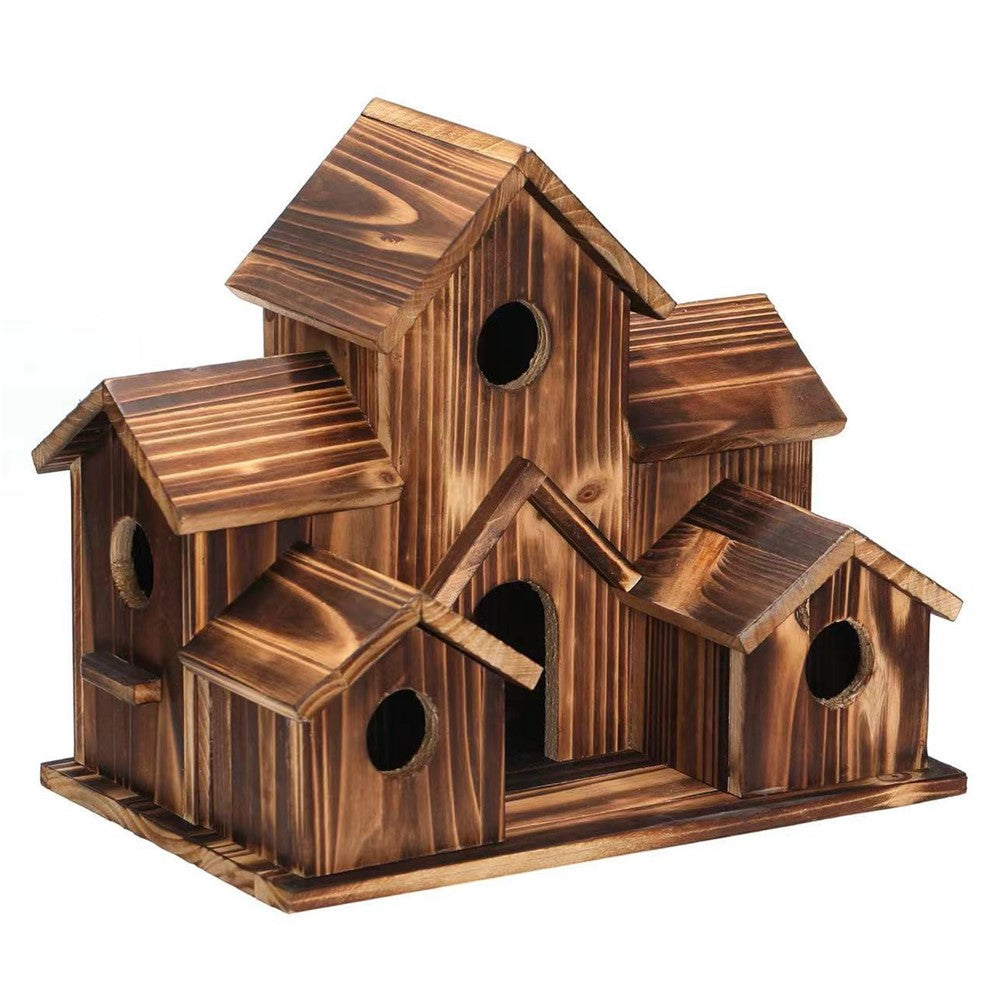 Outdoor Wooden Bird House Feeder Hanging Decor Countryside Nesting Box Birdfeeder