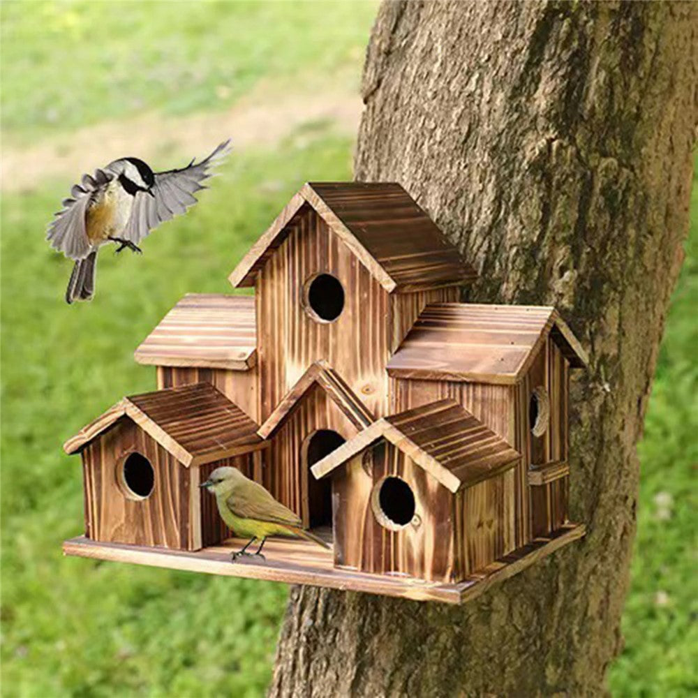 Outdoor Wooden Bird House Feeder Hanging Decor Countryside Nesting Box Birdfeeder