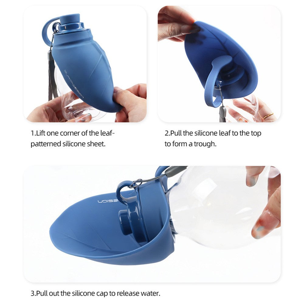 300ml Leaf Shape Pet Water Bottle Foldable Dog Cat Drinking Bowl for Outdoor Travel (BPA Free, No FDA)