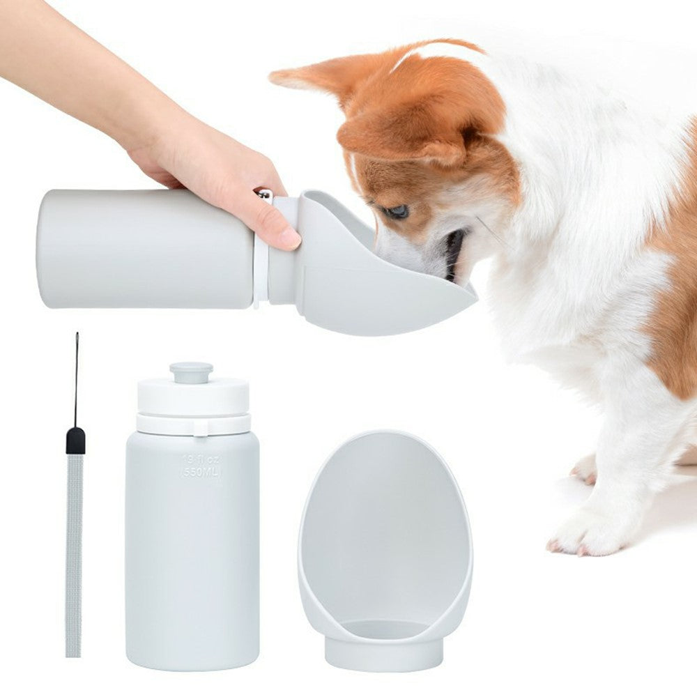 PET02 Portable Dog Water Bottle 550ml Food Grade Silicone Foldable Drinking Dispenser for Outdoor