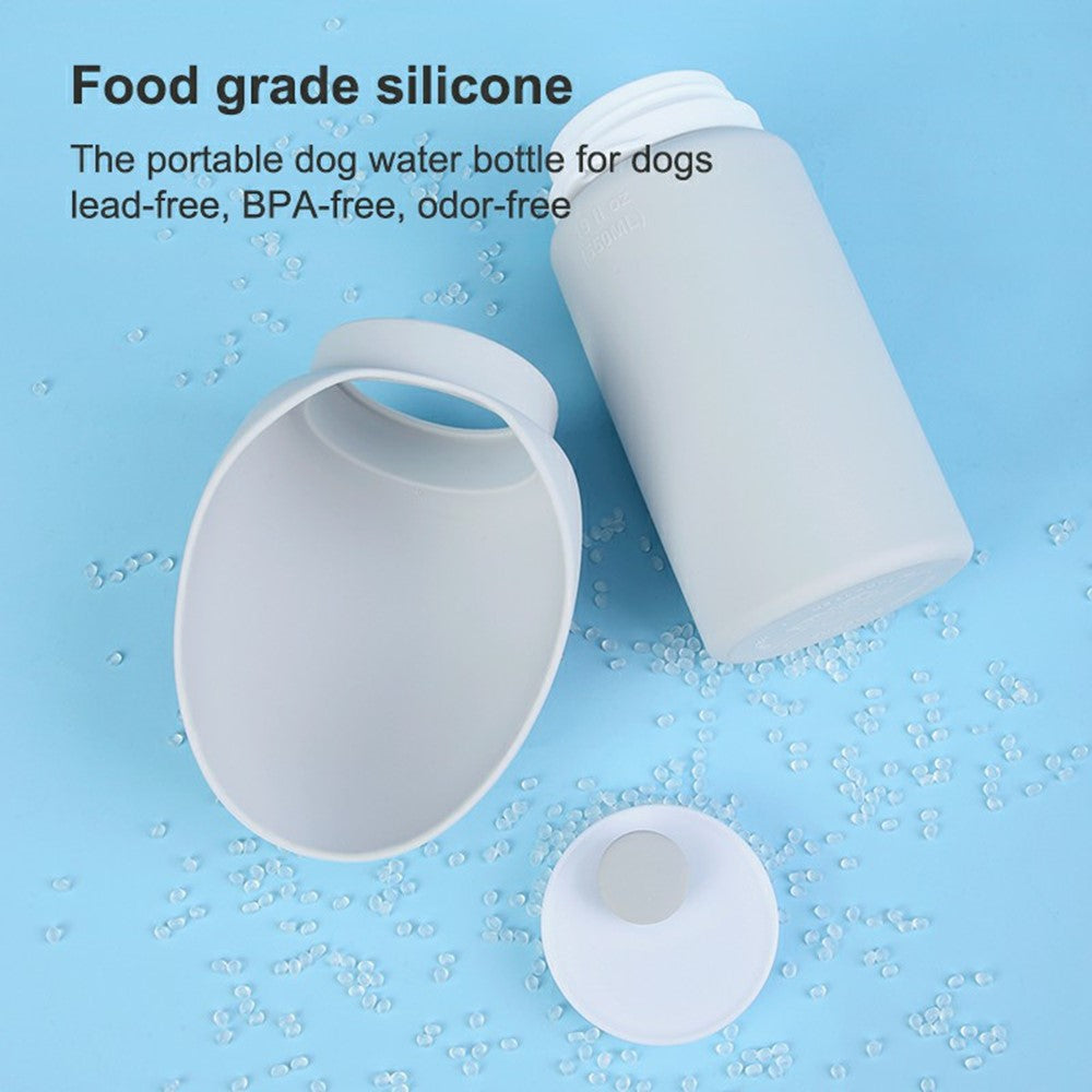 PET02 Portable Dog Water Bottle 550ml Food Grade Silicone Foldable Drinking Dispenser for Outdoor