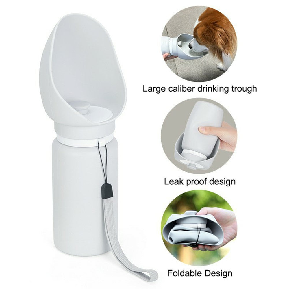 PET02 Portable Dog Water Bottle 550ml Food Grade Silicone Foldable Drinking Dispenser for Outdoor