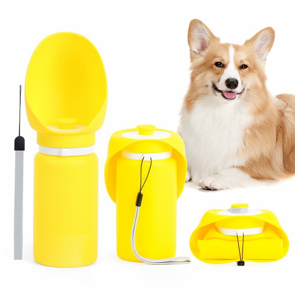 PET02 Portable Dog Water Bottle 550ml Food Grade Silicone Foldable Drinking Dispenser for Outdoor