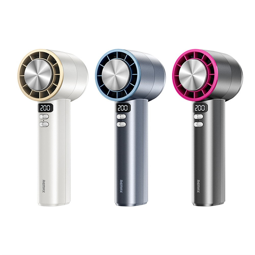 REMAX RS-SF12 Handheld High-Speed Fan with Strap Semiconductor Turbo Boost Digital Display Cooling Fan