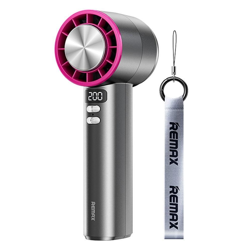 REMAX RS-SF12 Handheld High-Speed Fan with Strap Semiconductor Turbo Boost Digital Display Cooling Fan