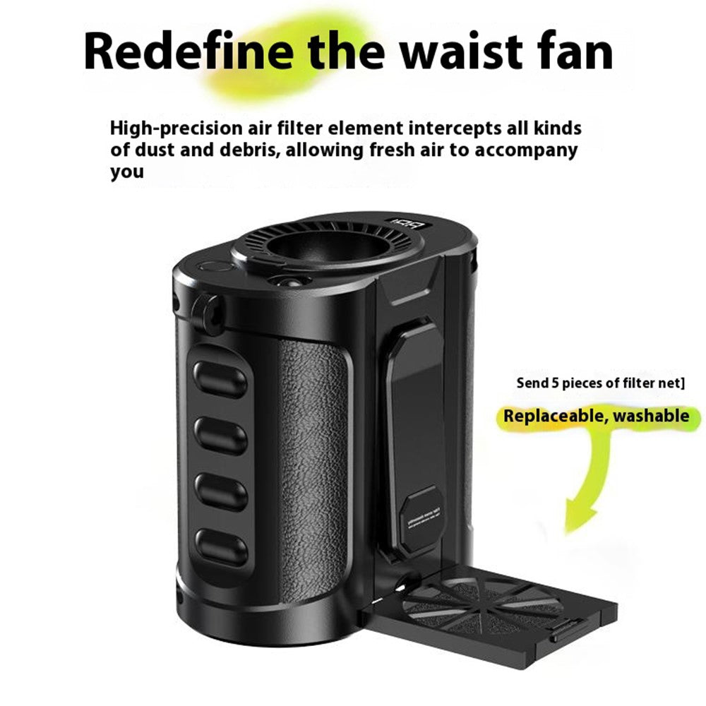 G20 Portable Waist Fan with LED Flashlight & Power Bank
