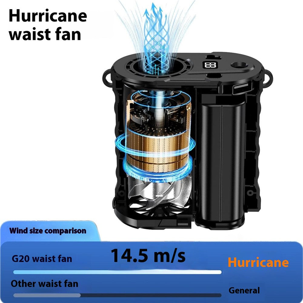 G20 Portable Waist Fan with LED Flashlight & Power Bank
