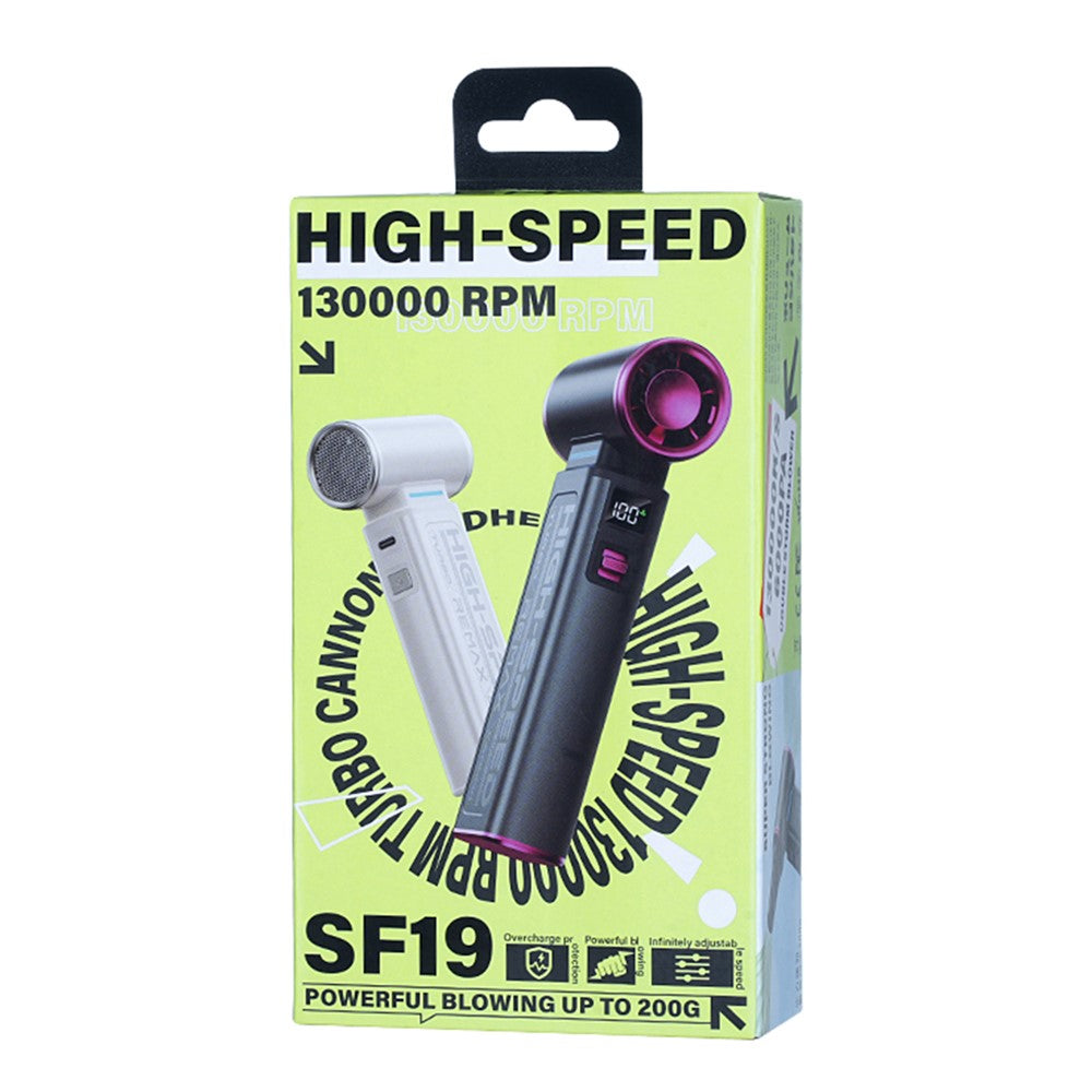 REMAX RS-SF19 High Speed Turbine Air Blower 130000 RPM Brushless Motor 100 Speeds Adjustable Handheld Fan