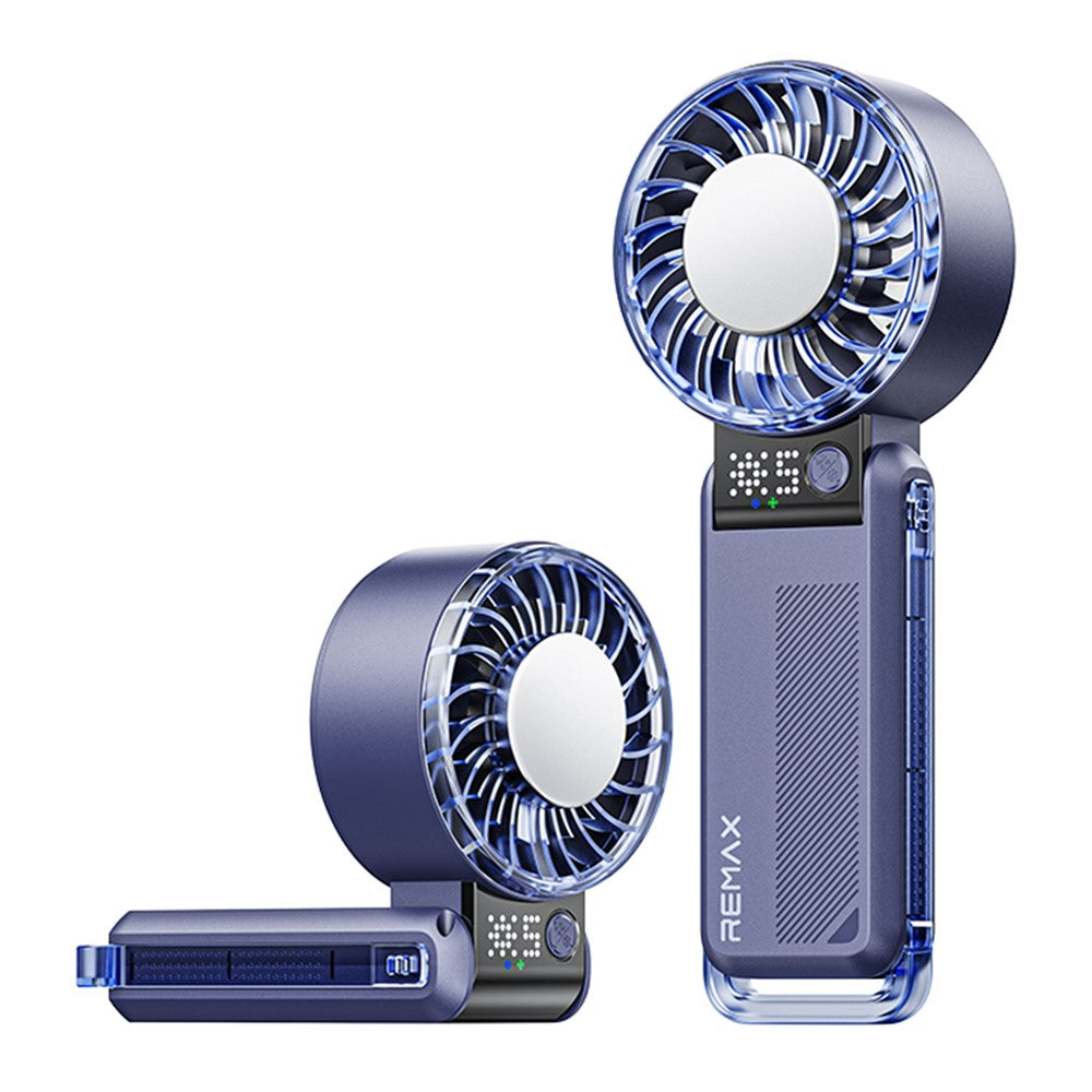 REMAX RS-SF27 Foldable Handheld Fan Semiconductor Cooling Digital Display 5-Speed Desktop Fan