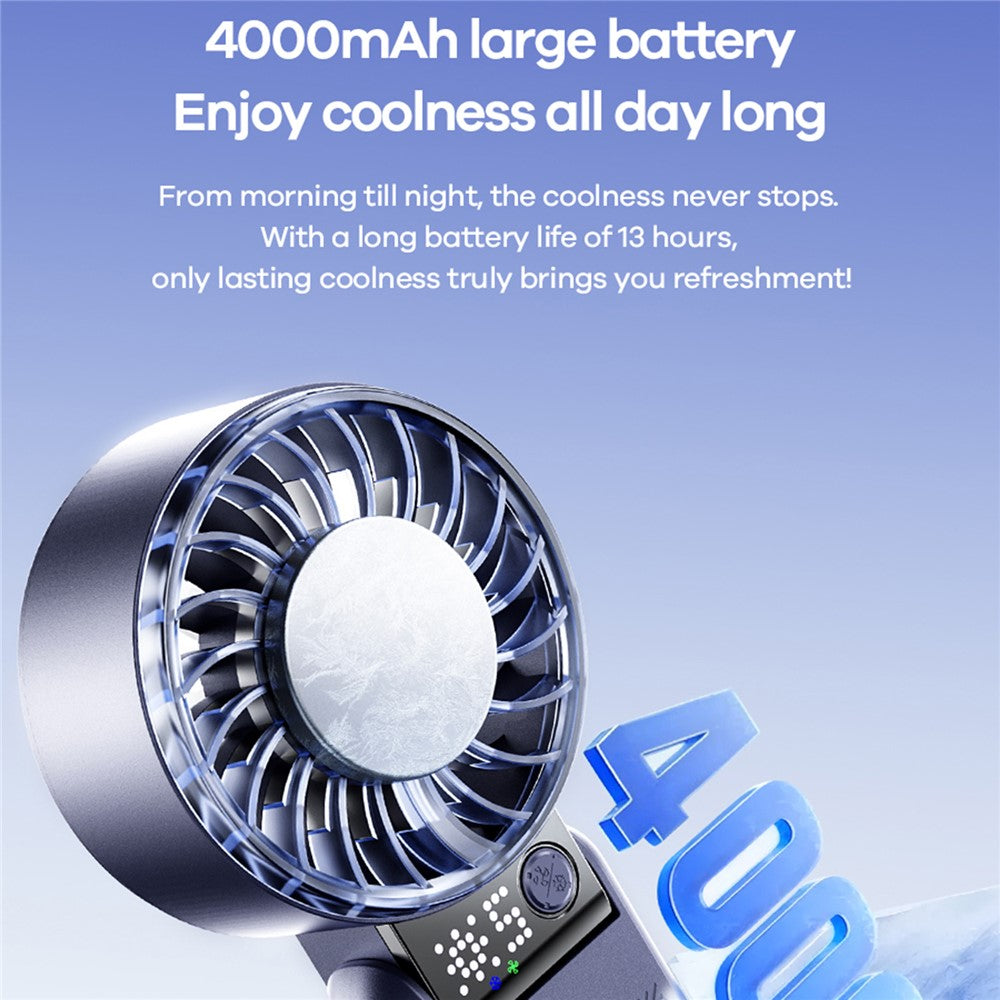 REMAX RS-SF27 Foldable Handheld Fan Semiconductor Cooling Digital Display 5-Speed Desktop Fan