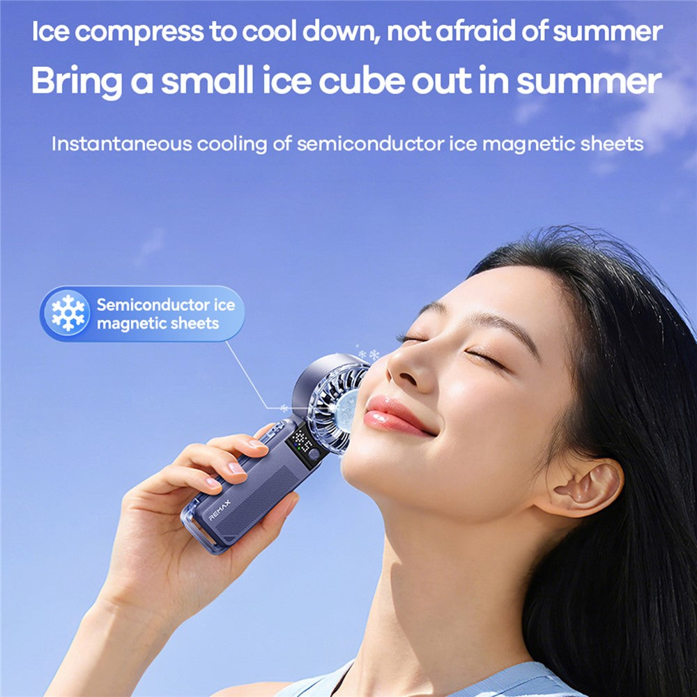 REMAX RS-SF27 Foldable Handheld Fan Semiconductor Cooling Digital Display 5-Speed Desktop Fan